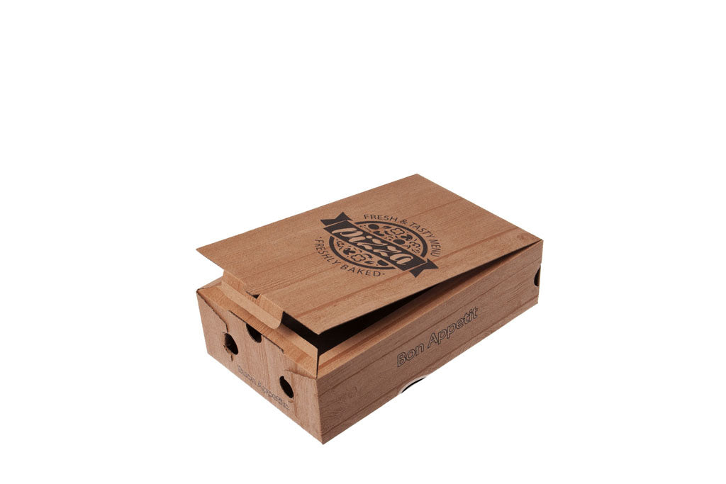 Pizzakarton Calzone, "Fresh & Tasty Menu", braun, 27 x 16 x 7 cm